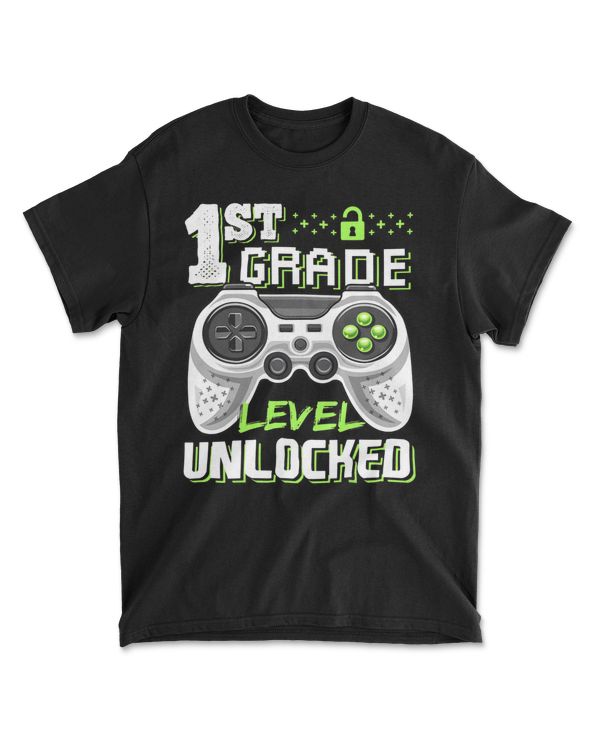 1st Grade Level Unlocked Video Game Back to School Boys T-Shirt